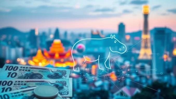 Hippo Protocol's groundbreaking KRWHP stablecoin initiative, symbolizing the convergence of digital finance and the South Korean won.