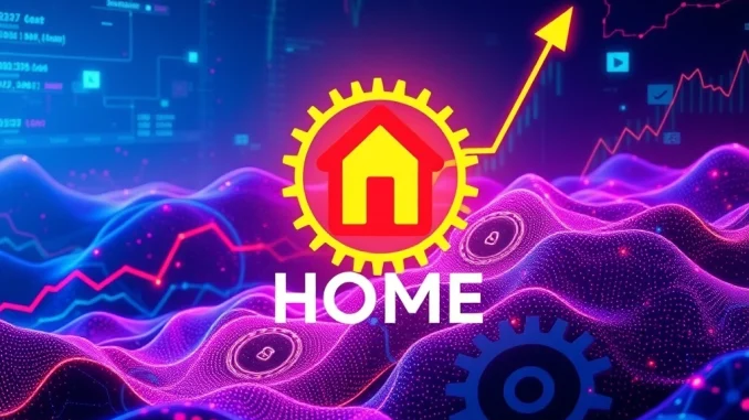 HOME crypto's phenomenal surge driven by strategic partnerships and innovative dApp platform. Visualizing rapid growth.