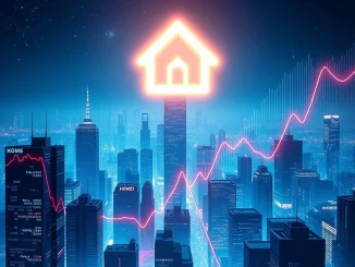 HOME cryptocurrency logo shining amid blockchain growth and price surge charts