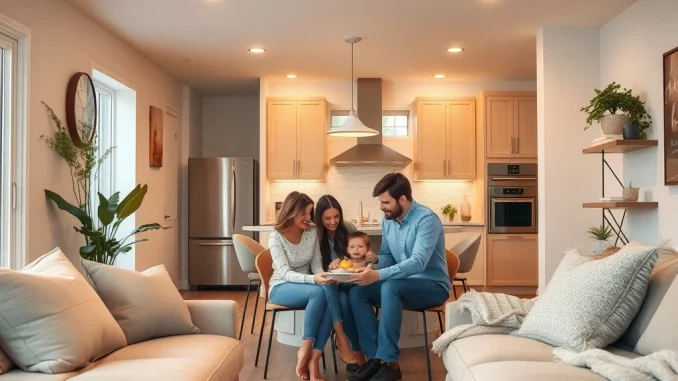 A family enjoying their beautifully renovated home, symbolizing strategic home equity use amidst high mortgage rates.
