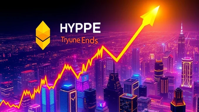 A dynamic digital graph depicting the HYPE token's impressive price surge to an all-time high, reflecting significant market growth.