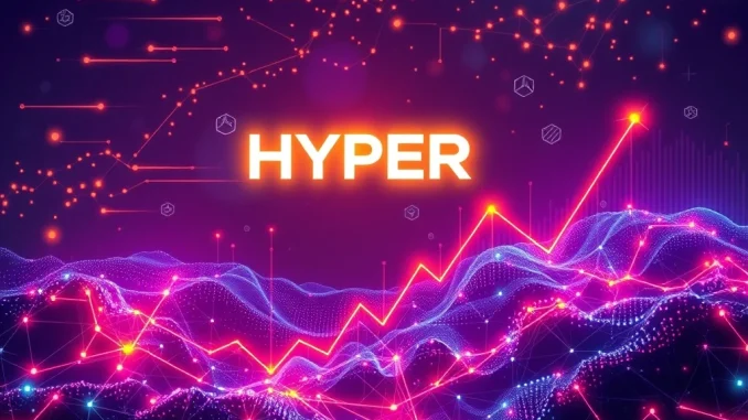 A visual representation of HYPER crypto's explosive growth, showing interconnected networks and upward trends, symbolizing strategic partnerships and community-driven success.