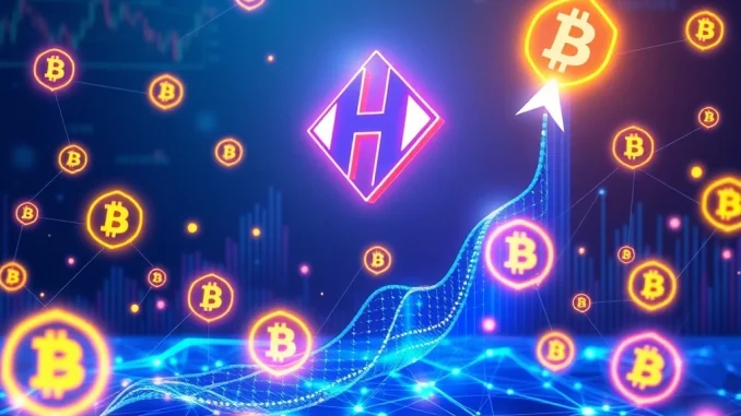 HYPER crypto chart showing a phenomenal 35000% growth, symbolizing its explosive rise due to strategic DeFi partnerships and blockchain innovation.