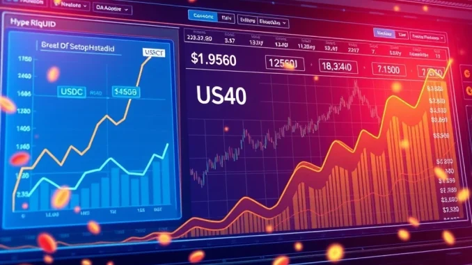 A digital chart illustrating the explosive growth of Hyperliquid USDC supply and its impact on stablecoin dominance in crypto trading.