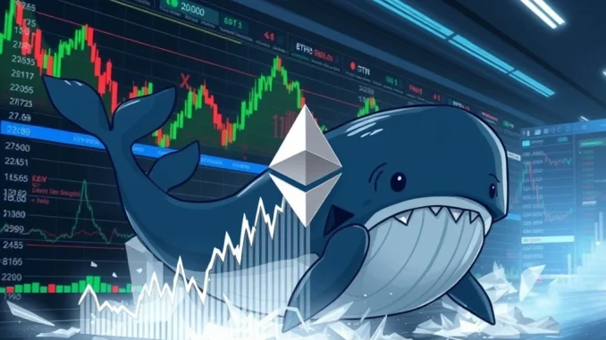 Depicts a Hyperliquid whale's rapid $1.85M loss on an ETH short due to a sudden Ethereum price surge, illustrating market volatility.