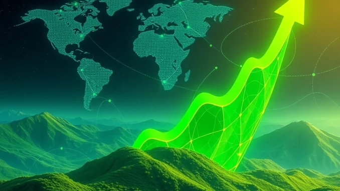 A vibrant chart showing IDEX cryptocurrency price surging upwards, symbolizing rapid growth and investor excitement.