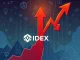 A volatile crypto chart showing a sharp decline for IDEX, illustrating recent crypto market volatility.