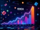An upward-trending chart depicting the dramatic IDEX surge, symbolizing rapid growth and innovation in decentralized finance.