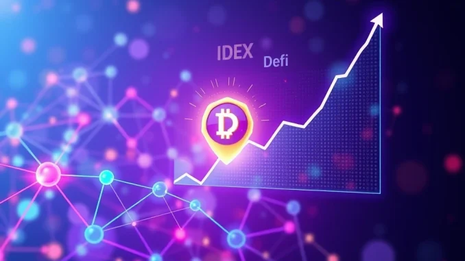 Visualizing IDEX's phenomenal 5045% price surge, highlighting strategic partnerships and its role in decentralized finance growth.