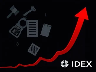 A dramatic crypto chart showing IDEX's precipitous price collapse, illustrating the impact of DeFi regulation and market volatility.
