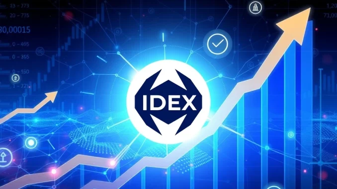 A vibrant chart showing IDEX's astounding 2145% crypto surge, highlighting its strategic developments in the decentralized exchange space.
