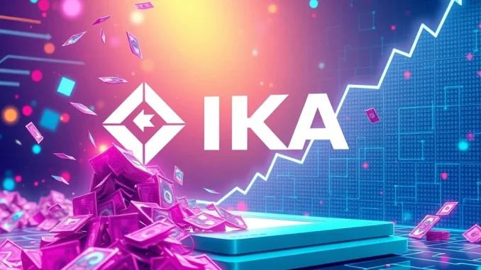 An abstract representation of IKA token's phenomenal success on Gate.io Launchpad, symbolizing its rapid growth and demand for decentralized identity solutions.