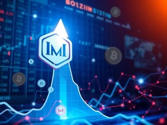 A dramatic upward-trending chart line representing IMX's astonishing 815.6% price surge, highlighting the cryptocurrency's sudden growth.
