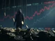 A shadowy figure represents the Infini hacker selling stolen ETH amidst a rising Ethereum price chart, symbolizing the recent crypto theft.