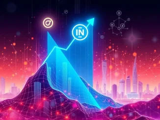 Visualizing the explosive INIT token surge, driven by strategic partnerships and blockchain innovation, showing rapid digital asset growth.