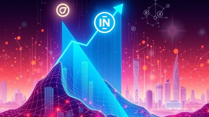 Visualizing the explosive INIT token surge, driven by strategic partnerships and blockchain innovation, showing rapid digital asset growth.