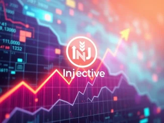 A visual representation of Injective (INJ) price charts showing an upward trend and a looming crypto breakout, illustrating potential growth.