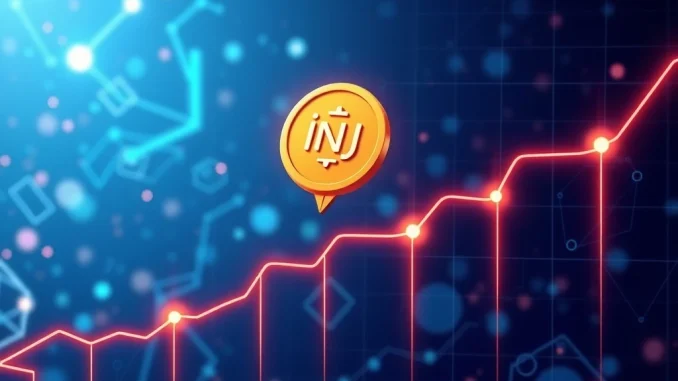 Injective (INJ) cryptocurrency testing key resistance levels on a bullish trend graph