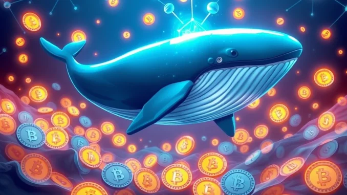 Depiction of a crypto whale accumulating a large portion of INSP token supply, highlighting significant market influence.