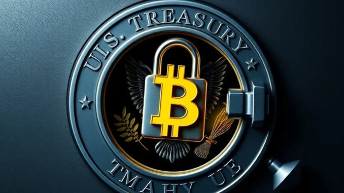 U.S. Treasury report on IRS crypto seizure failures with Bitcoin symbols
