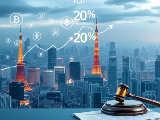 Illustrating Japan's proposed 20% flat **crypto tax** rate, simplifying cryptocurrency taxation for investors.