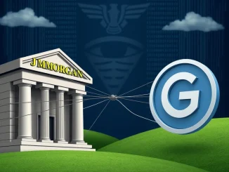 A visual representation of the JPMorgan Gemini clash over data access and crypto regulation, showing a traditional bank and a crypto exchange in opposition.