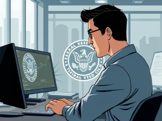 A financial expert analyzes market data, reflecting JPMorganChase's forecast of no September Fed rate cut due to inflation risks.