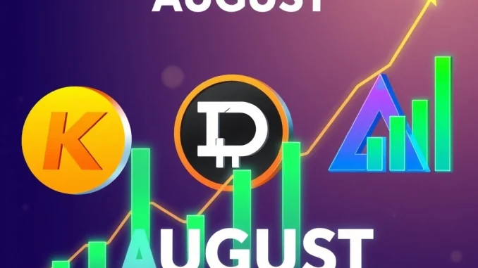 Kaito, ICP, ADA Surge: Will August Rebound Ignite a Bullish Rally? Kaito, ICP, and ADA cryptocurrencies showing bullish momentum with rising graphs.