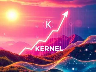 A vibrant chart showing KERNEL's dramatic 355% crypto surge, illustrating its impressive market performance and growth.