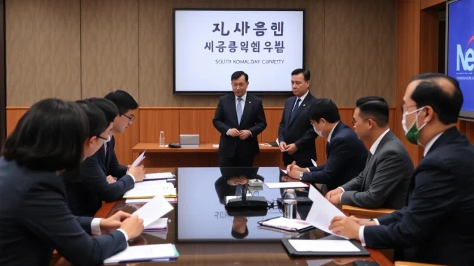 South Korea officials discussing crypto tax policy in Seoul Government Complex
