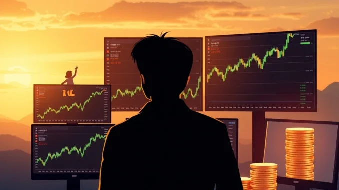 A Korean crypto trader's screen shows a massive portfolio growth, illustrating the powerful 'buy the dips strategy' that turned $5K into $300M.