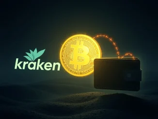 Illustrating a significant Bitcoin transfer from Kraken to an unknown wallet, symbolizing a major crypto whale movement.