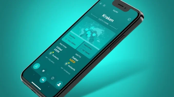Kraken Krak app interface showcasing blockchain-powered global money transfers and crypto rewards.