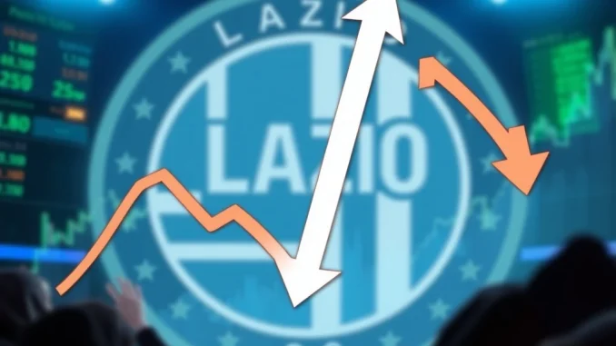 LAZIO crypto chart showing a significant price drop amidst high market volatility, highlighting the recent decline.