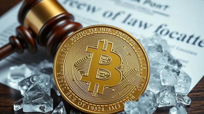 LIBRA Token's Shocking Confession: $280M Frozen in Meme Token Meltdown A visual representation of a LIBRA token freezing, symbolizing the legal action and asset freeze impacting the speculative crypto project.