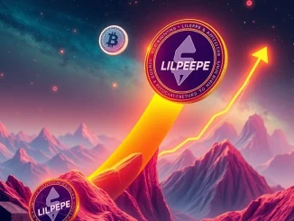 A visual representation of $LILPEPE's potential to outperform Solana's historic surge in the cryptocurrency market, highlighting a massive 20,000% return target.