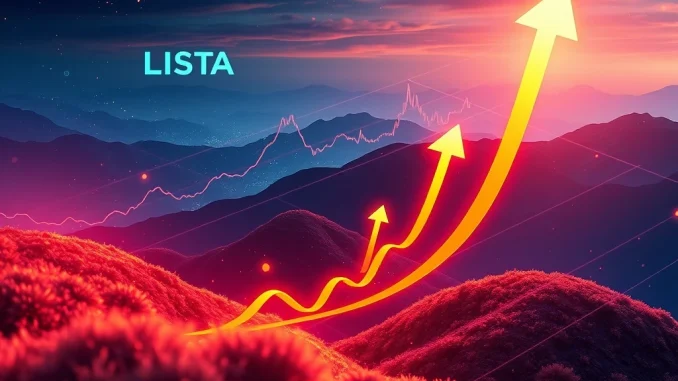 Dynamic chart showing an explosive LISTA price surge, symbolizing rapid cryptocurrency market momentum and renewed investor confidence.