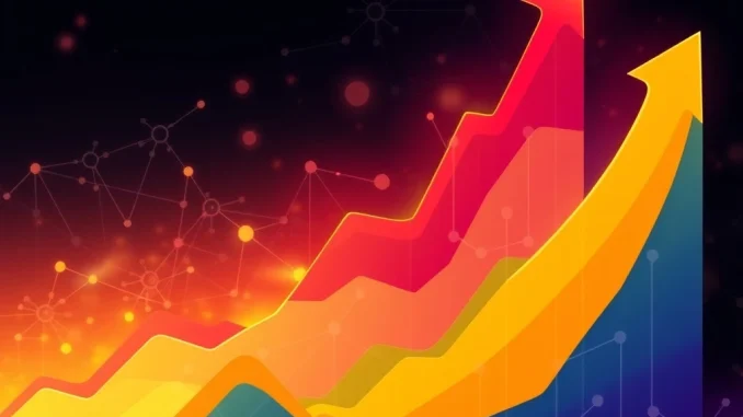 A visual representation of LISTA's impressive crypto price increase, showing an upward trending chart amidst blockchain network elements.