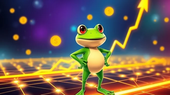 Little Pepe presale success, showing a Pepe-themed character on a blockchain network, symbolizing rapid crypto fundraising.