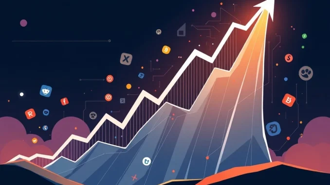 A visual representation of the dramatic LOKA price surge, highlighting market momentum driven by social media buzz.
