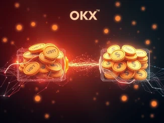 A visual representation of a significant USDT transfer, depicting digital currency flowing from an exchange like OKX to an unknown wallet, highlighting a major crypto whale movement.