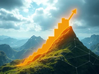 A digital graph showing a dramatic MDT price increase, symbolizing significant gains driven by new crypto regulations and network upgrades.