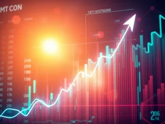 A vibrant digital graph showing a dramatic MDT price surge, symbolizing significant crypto market momentum.