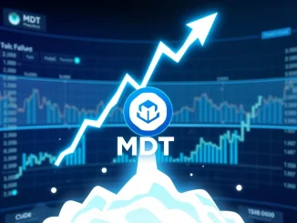 MDT cryptocurrency price surge with dramatic volatility shown on a financial chart