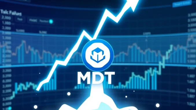 MDT cryptocurrency price surge with dramatic volatility shown on a financial chart