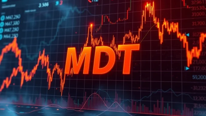MDT cryptocurrency price chart showing extreme volatility with massive spikes and drops