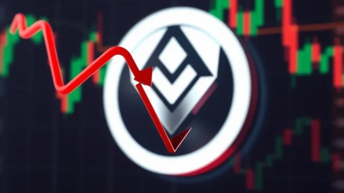 MEME token price crash shown on a plummeting cryptocurrency chart