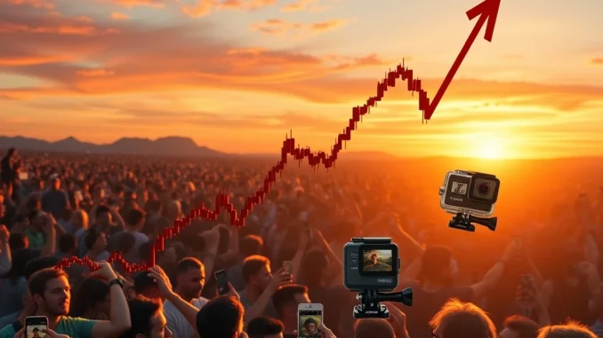 A visual representation of the memestock frenzy, showing Krispy Kreme stock and GoPro shares surging amidst market volatility.