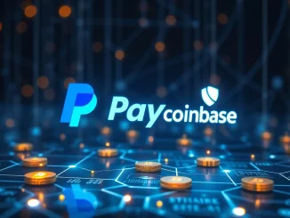 Visualizing the significant Mesh funding, with PayPal and Coinbase logos subtly integrated, representing major backing for crypto payments infrastructure.