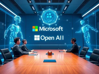 Microsoft and OpenAI executives discussing AI restructuring and long-term access